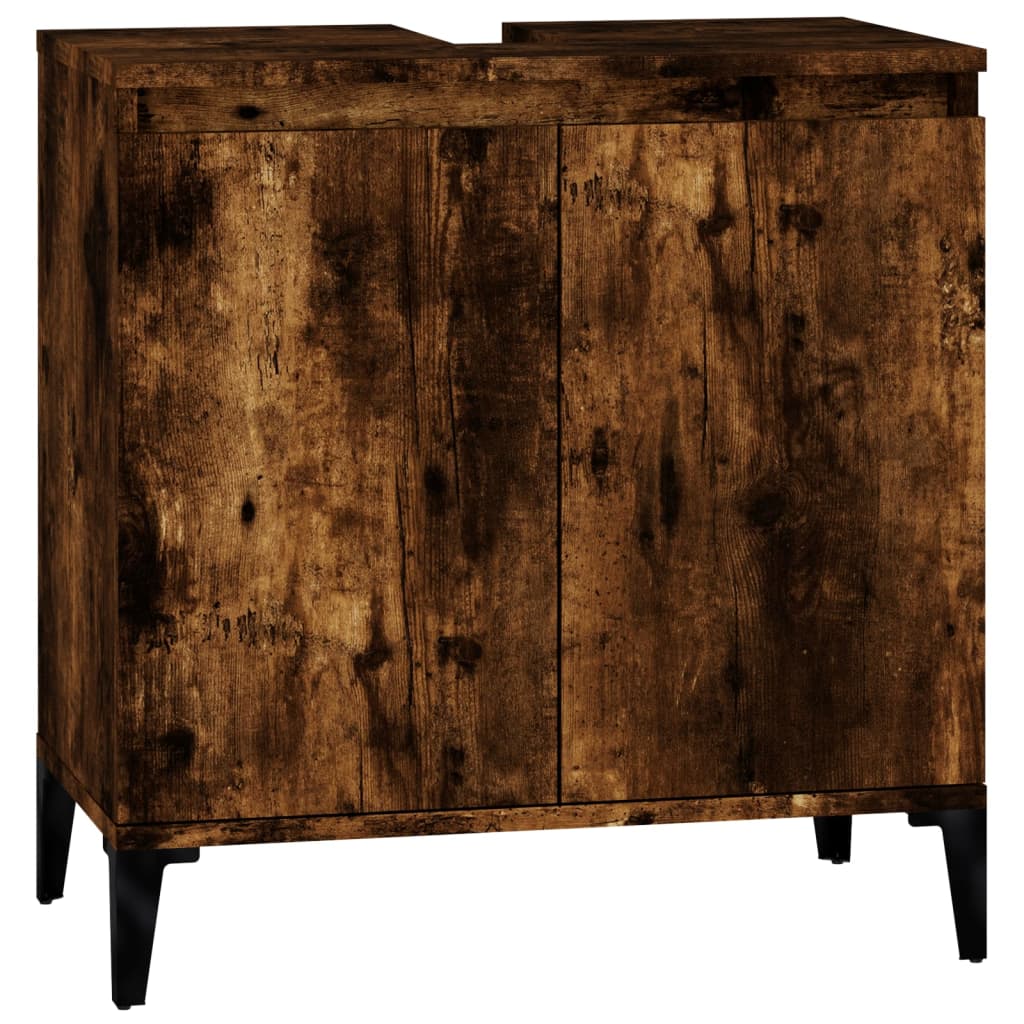 vidaXL 2 Door Wood Smoked Oak Washbasin Cabinet - image 2