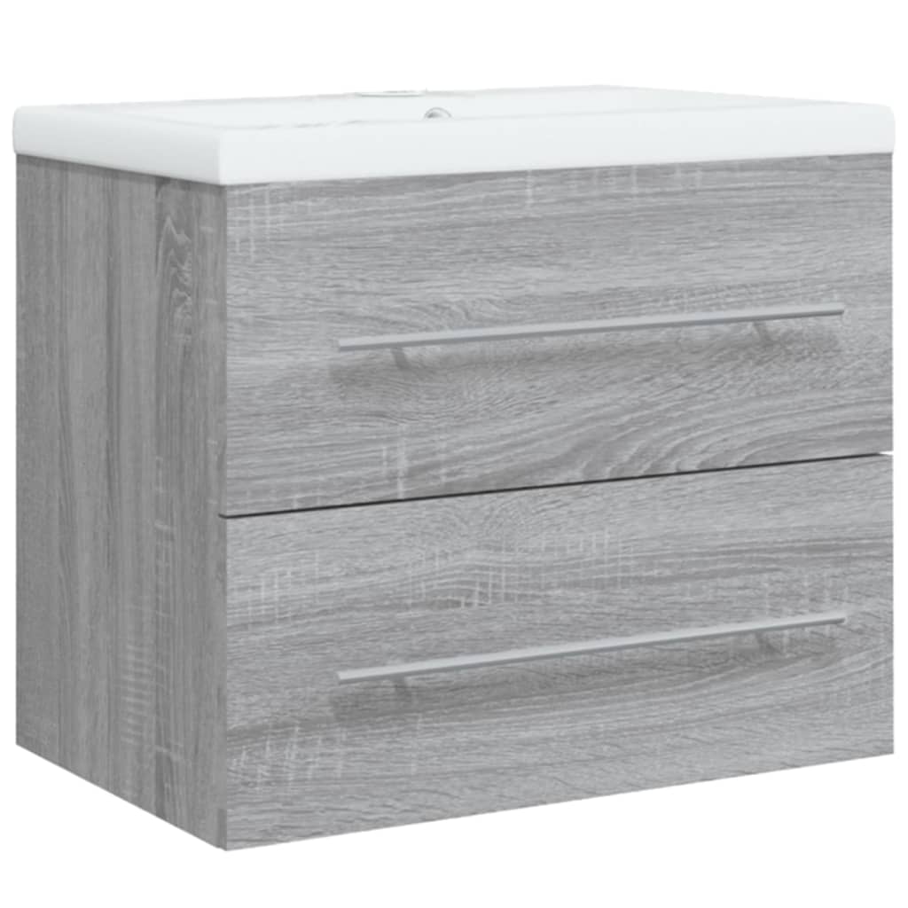 vidaXL 2 Drawer Grey Washbasin Cabinet with Built-In Sink - image 2