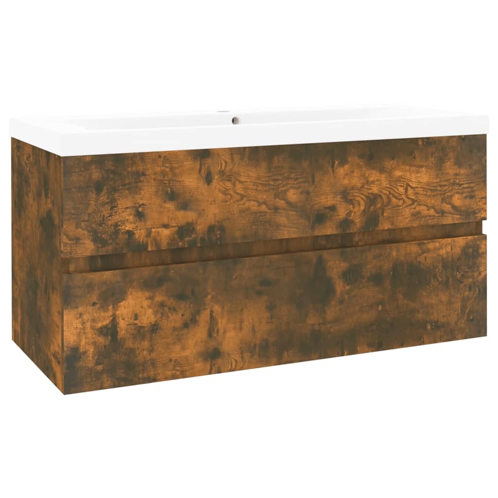 vidaXL 2 Drawer Smoked Oak Sink Cabinet with Built in Basin - image 4