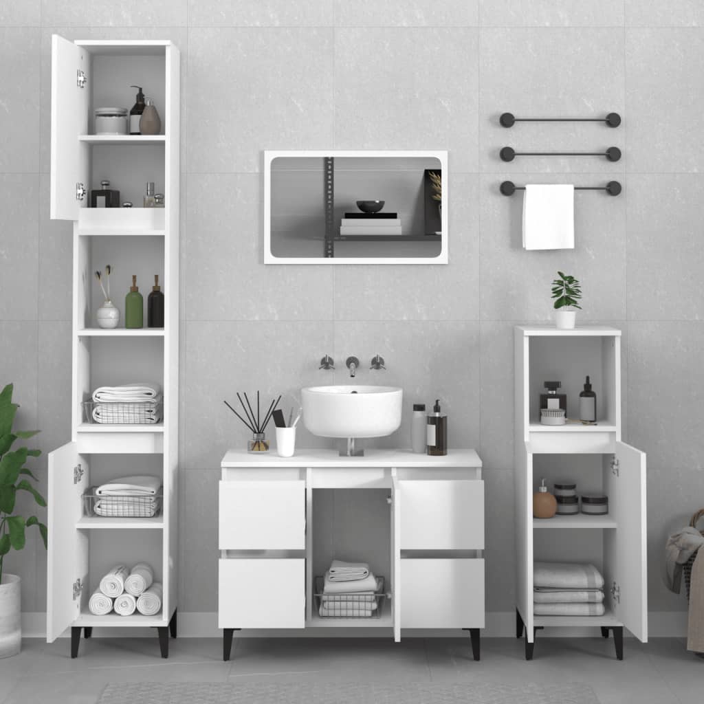 vidaXL Single Door 4 Drawer White Sink Cabinet - image 3