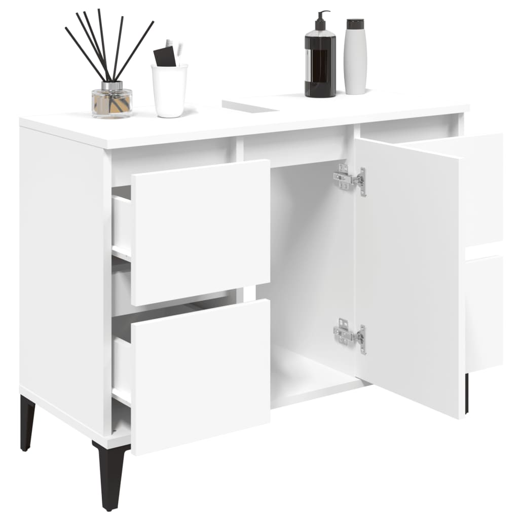 vidaXL Single Door 4 Drawer White Sink Cabinet - image 4