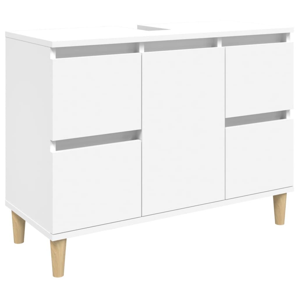 vidaXL Single Door 4 Drawer White Washbasin Cabinet - image 2