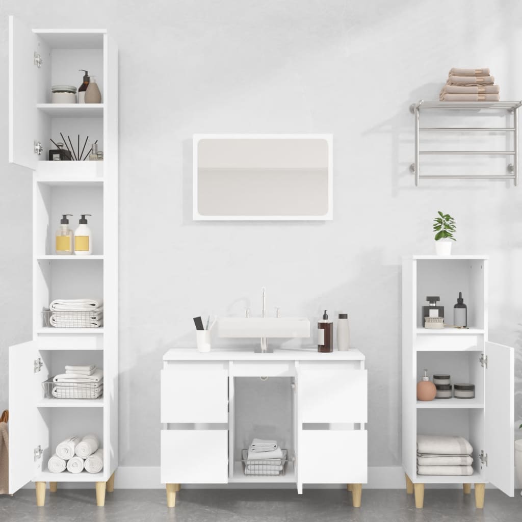 vidaXL Single Door 4 Drawer White Washbasin Cabinet - image 3