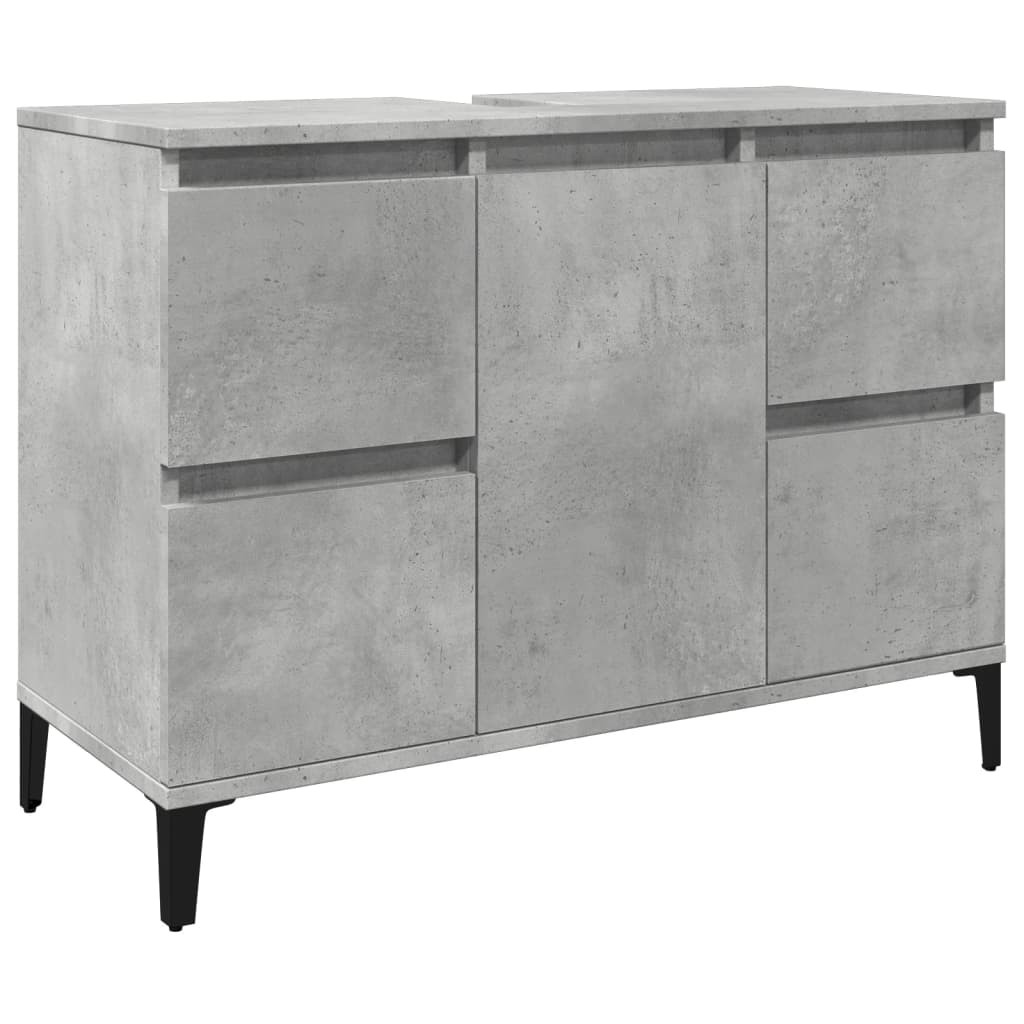 vidaXL Single Door 4 Drawers Concrete Grey Bathroom Sink Cabinet - image 2