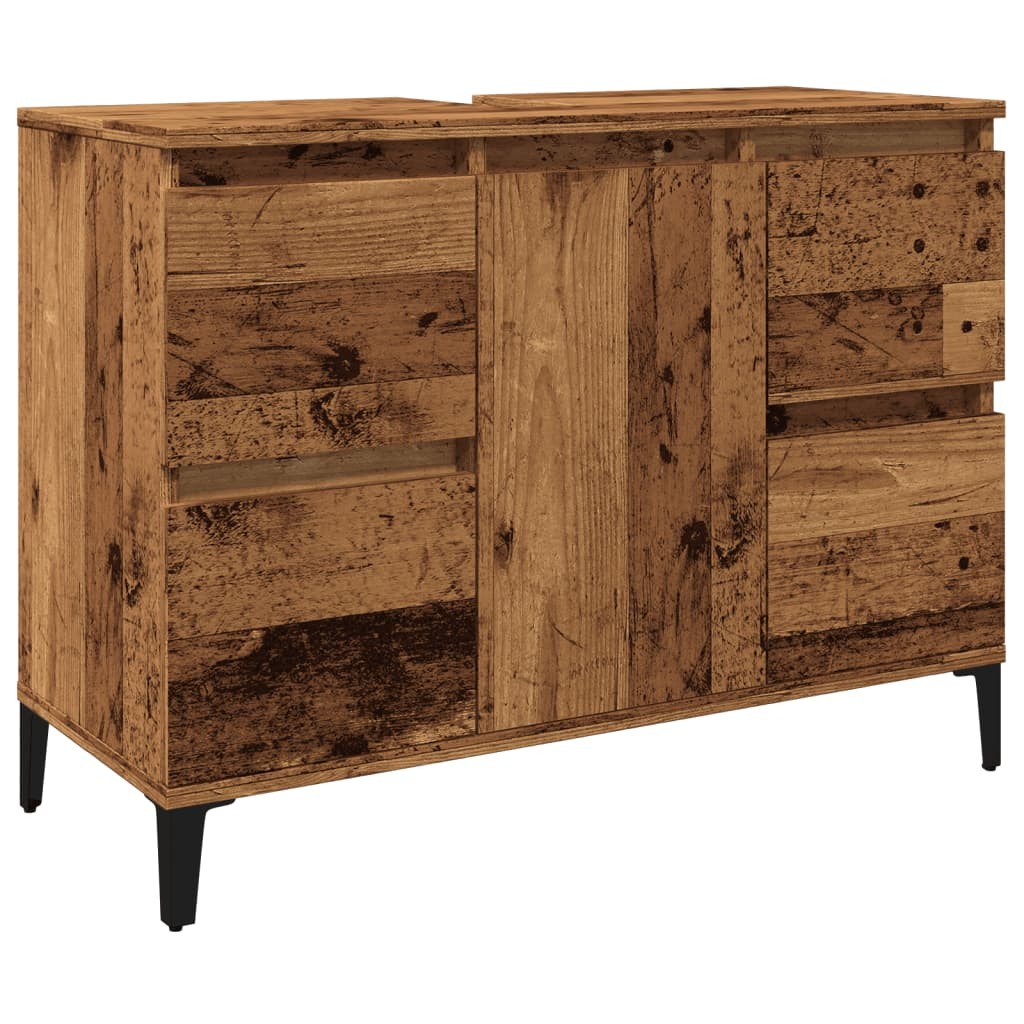 vidaXL Single Door 4 Drawers Old Wood Bathroom Sink Cabinet - image 2