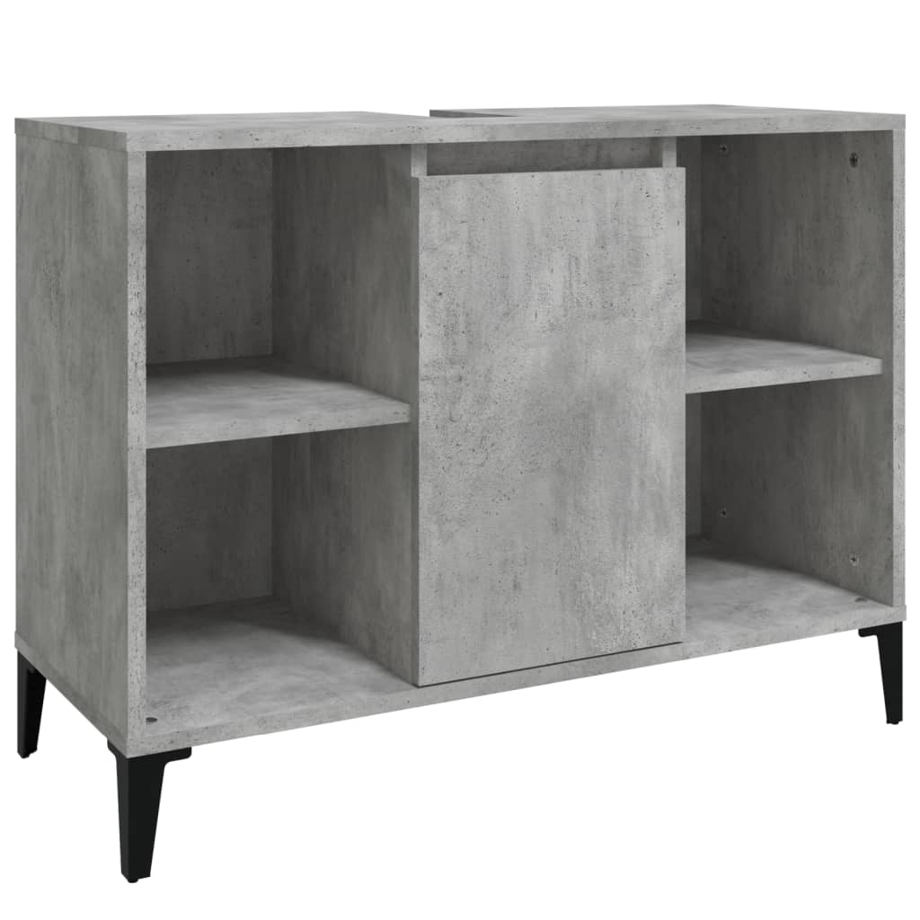 vidaXL Single Door 4 Shelf Concrete Grey Washbasin Cabinet - image 2