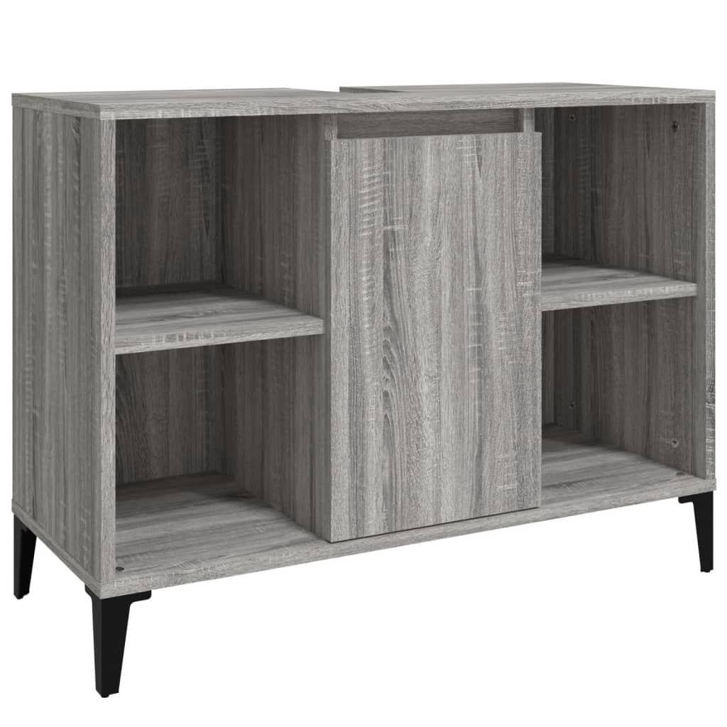 vidaXL Single Door 4 Shelf Grey Washbasin Cabinet - image 2