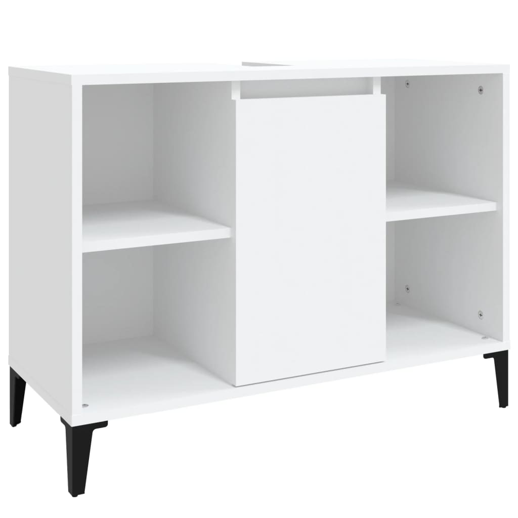 vidaXL Single Door 4 Shelf White Wood Washbasin Cabinet - image 2