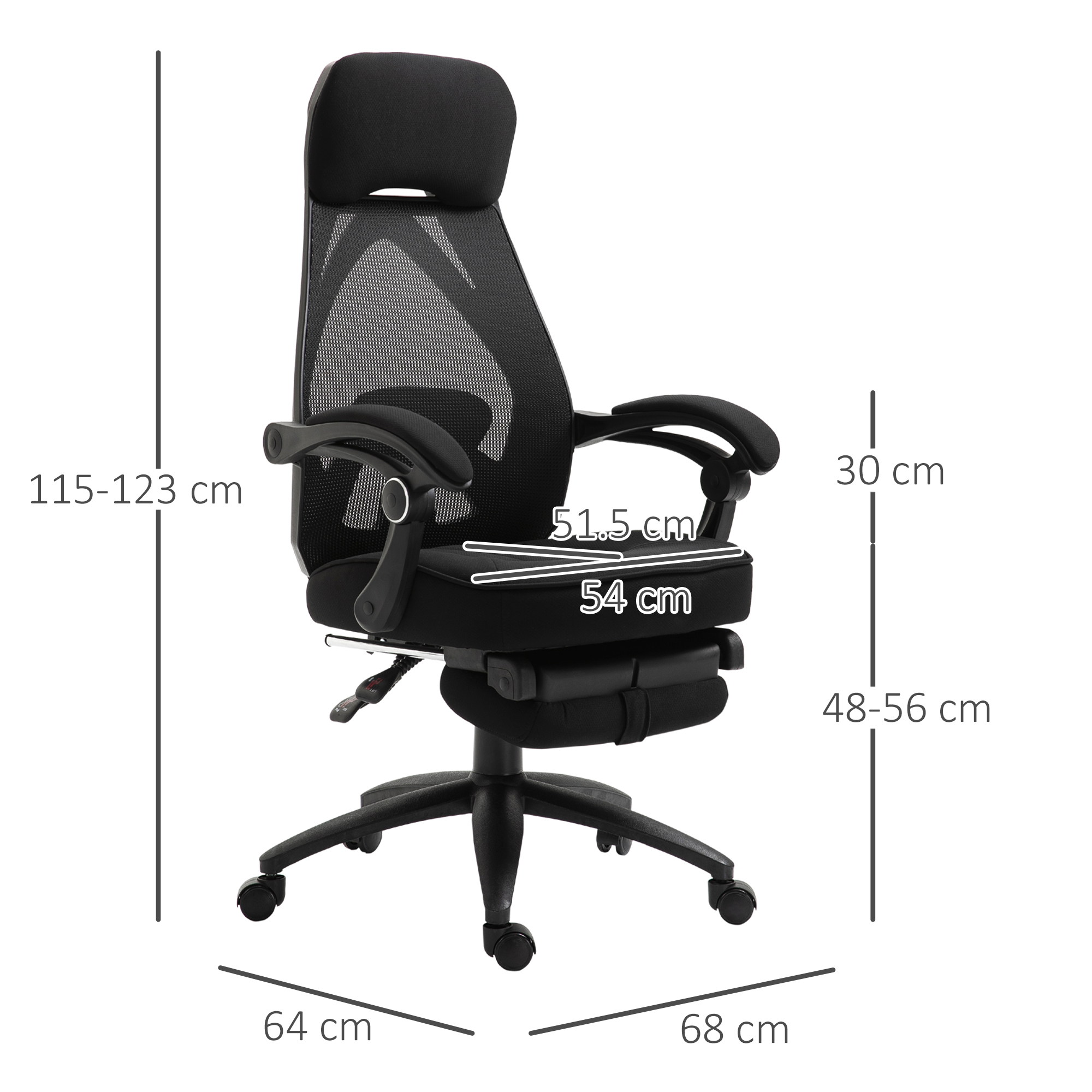 Vinsetto Home Office Chair, Adjustable Lumbar Support, High Back with Headrest & Footrest, Black Aosom UK - image 3