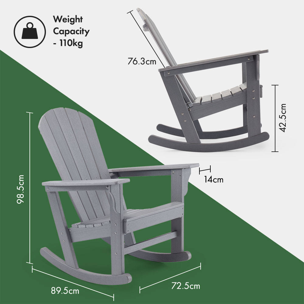 VonHaus Grey Rocking Adirondack Chair - image 3