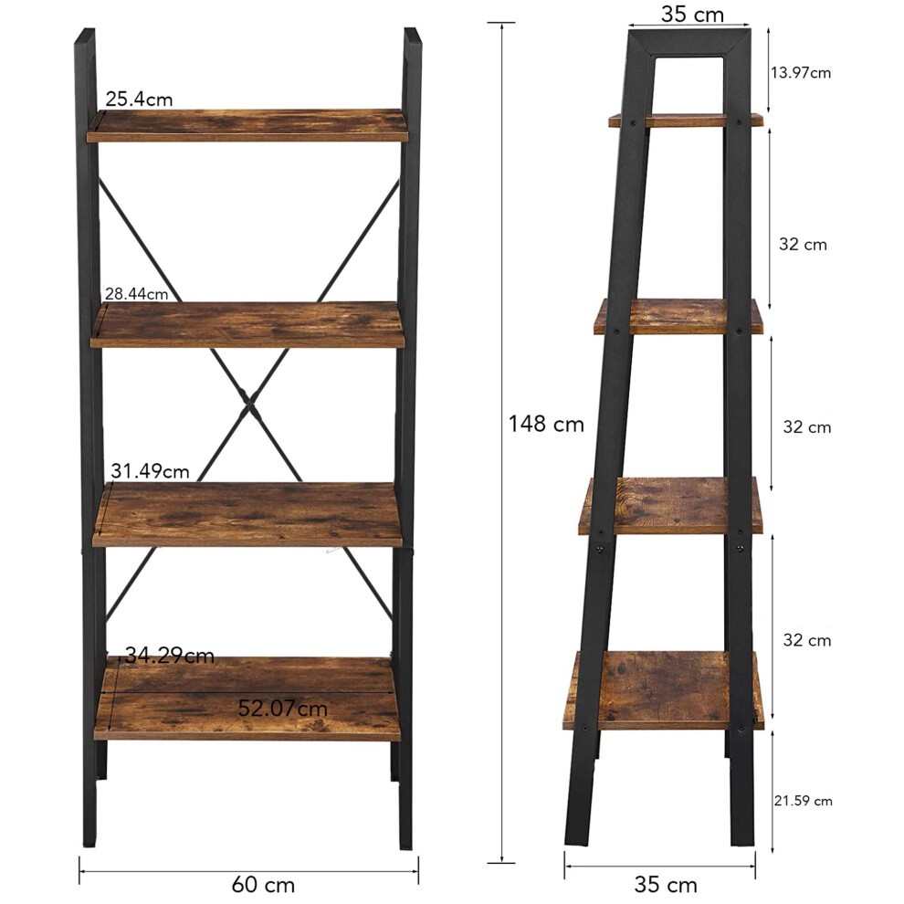 Walnut 4 Tier Ladder Display Bookshelf - image 2