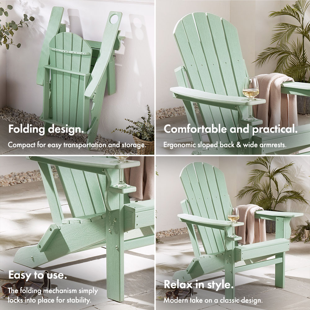 Westport Adirondack Green Folding Garden Chair - image 3