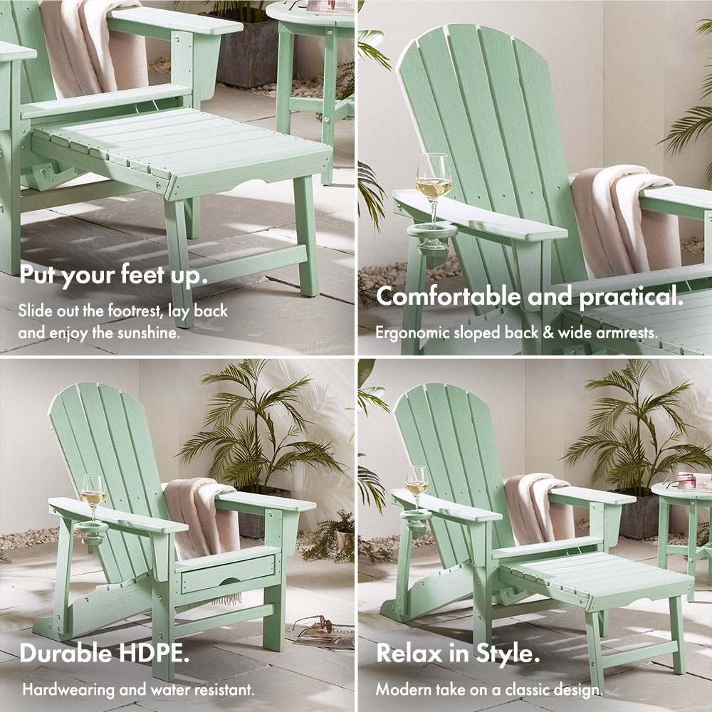 Westport Adirondack Green Garden Chair with Footstool - image 2