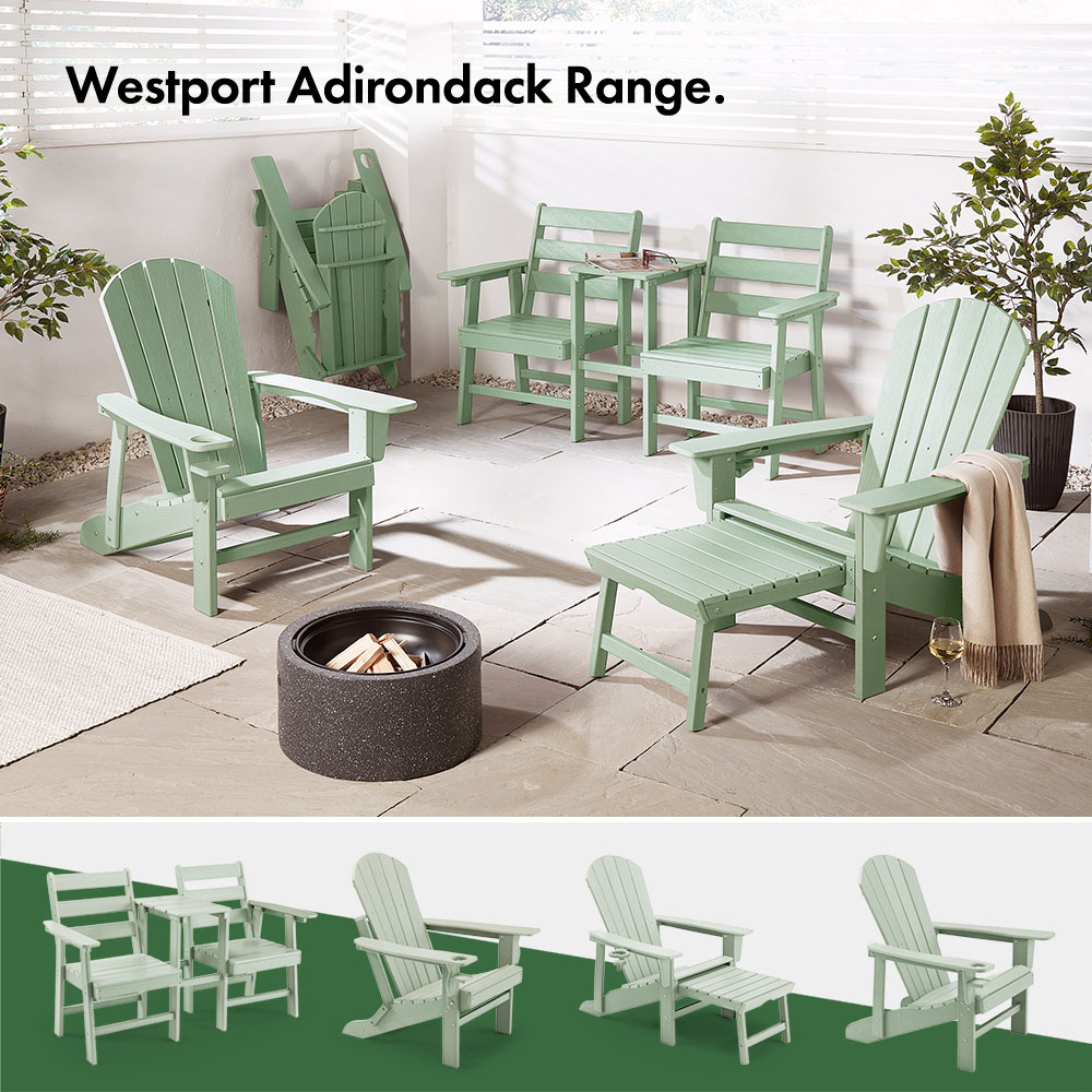 Westport Adirondack Green Garden Chair with Footstool - image 3