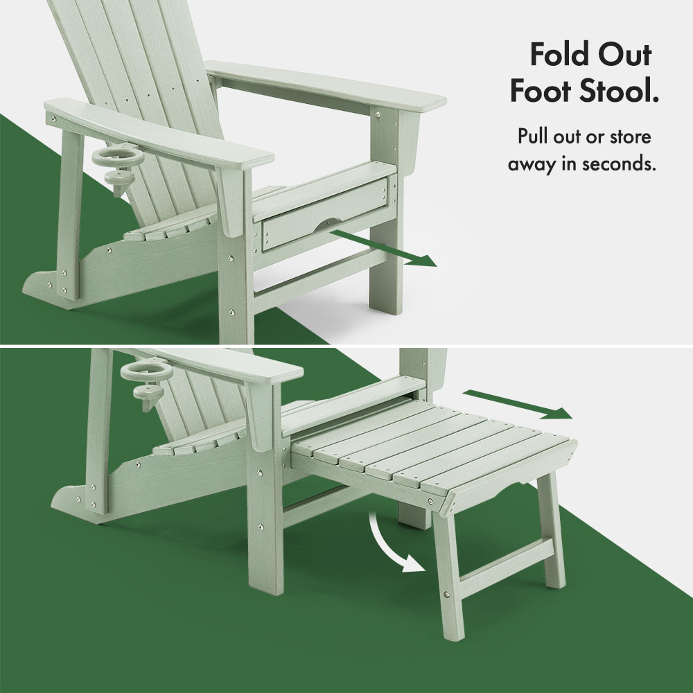 Westport Adirondack Green Garden Chair with Footstool - image 4