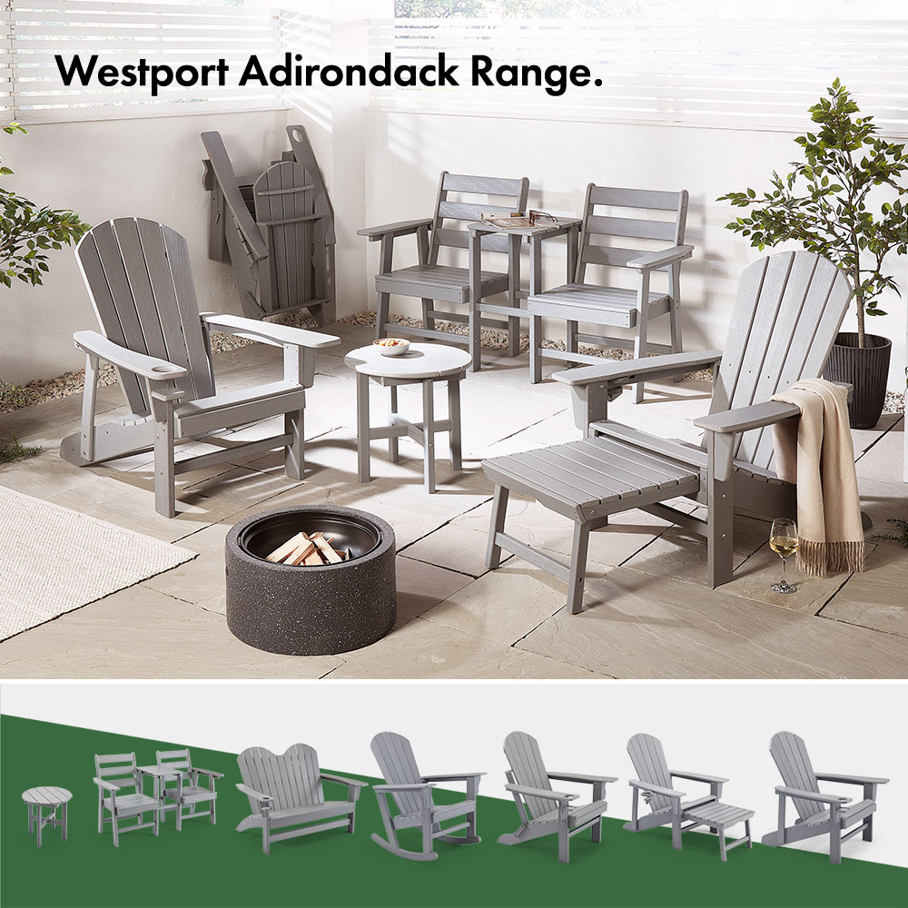 Westport Grey Adirondack Garden Chair with Footstool - image 3