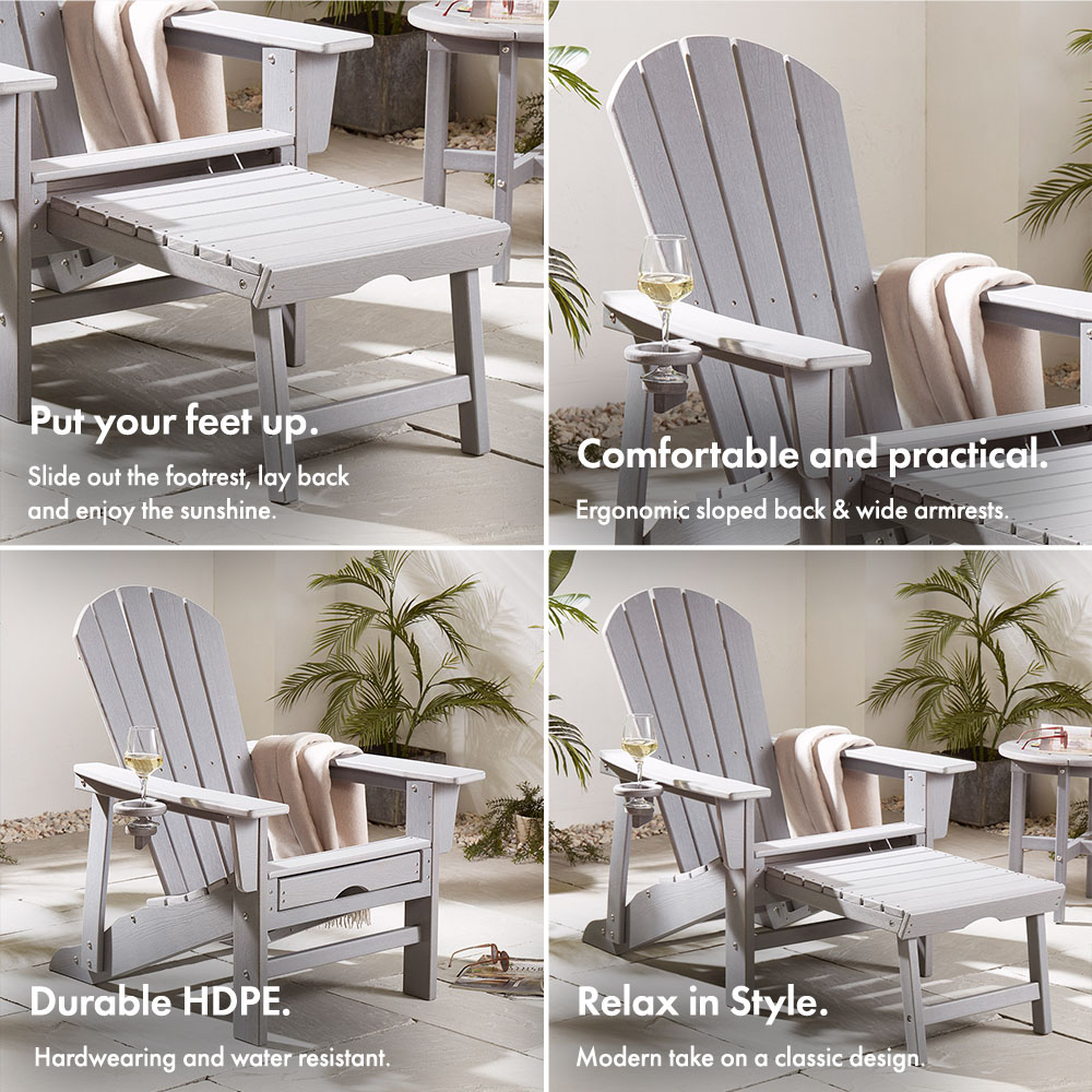 Westport Grey Adirondack Garden Chair with Footstool - image 4