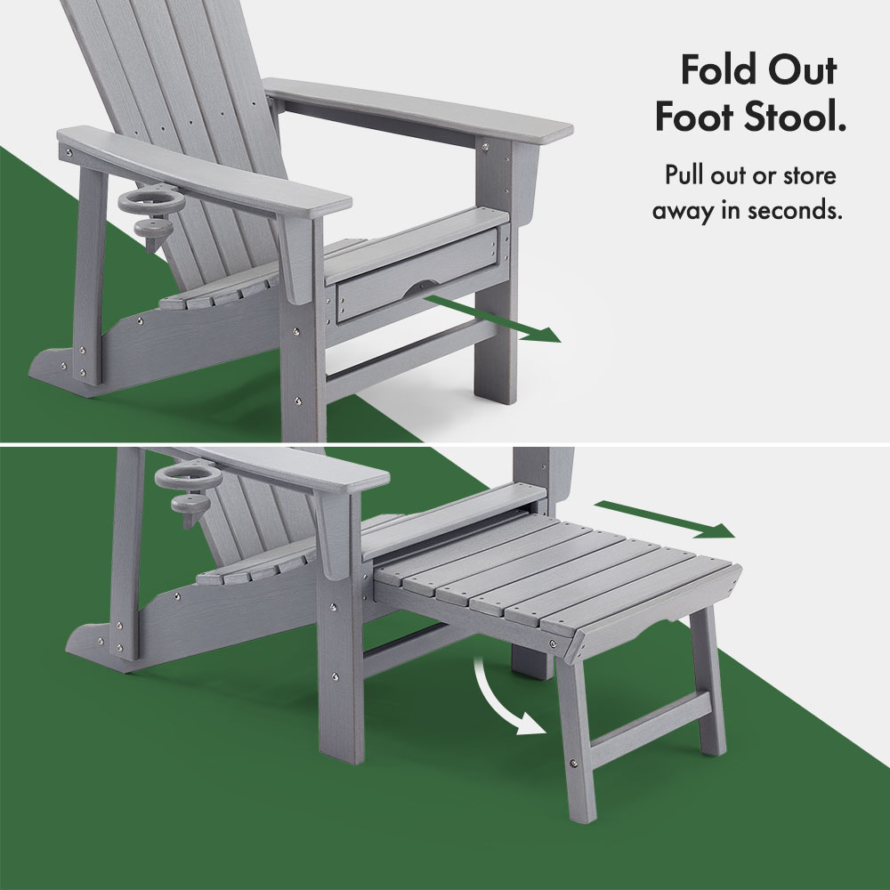 Westport Grey Adirondack Garden Chair with Footstool - image 5