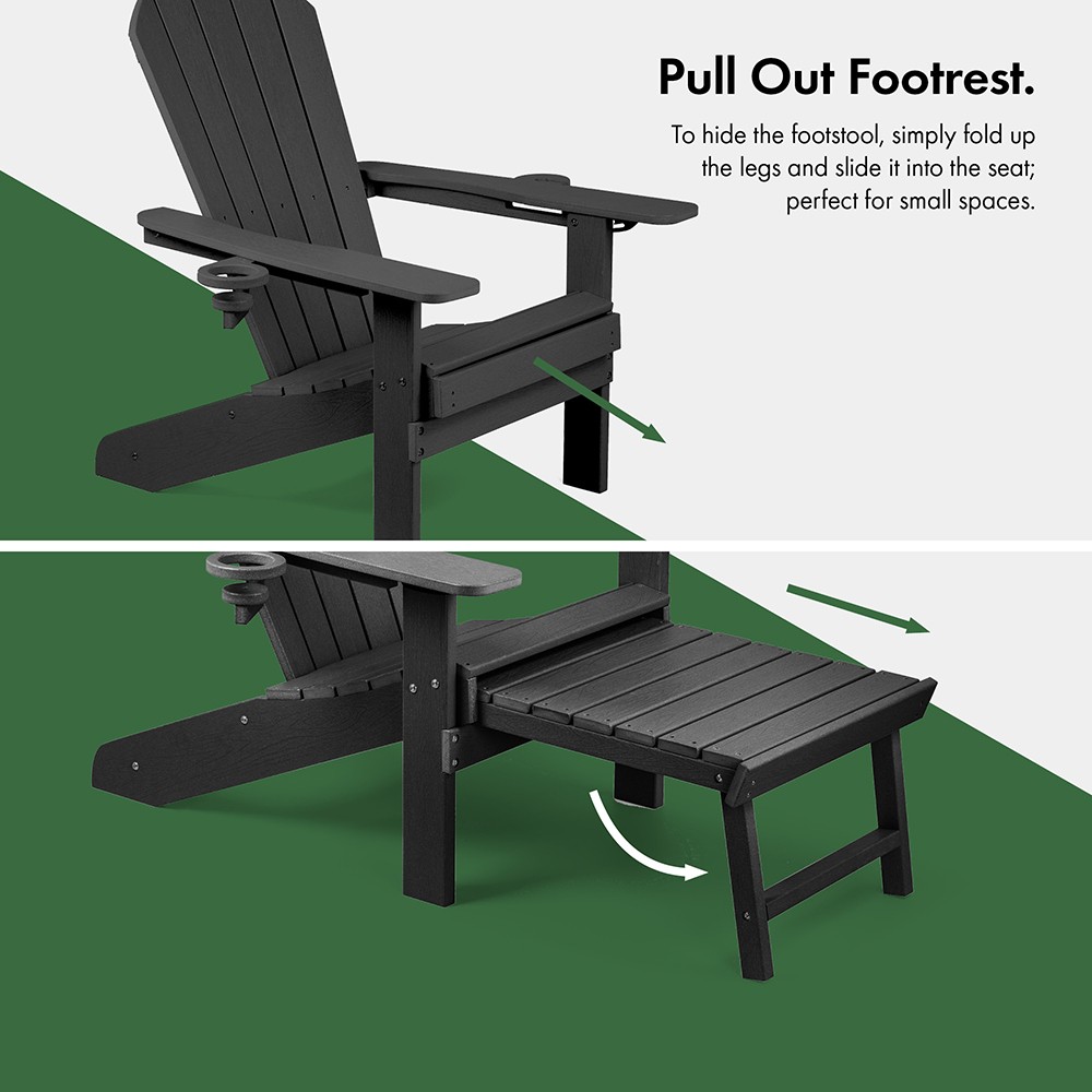 Westport Set of 2 Black Garden Chairs with Footstool - image 4