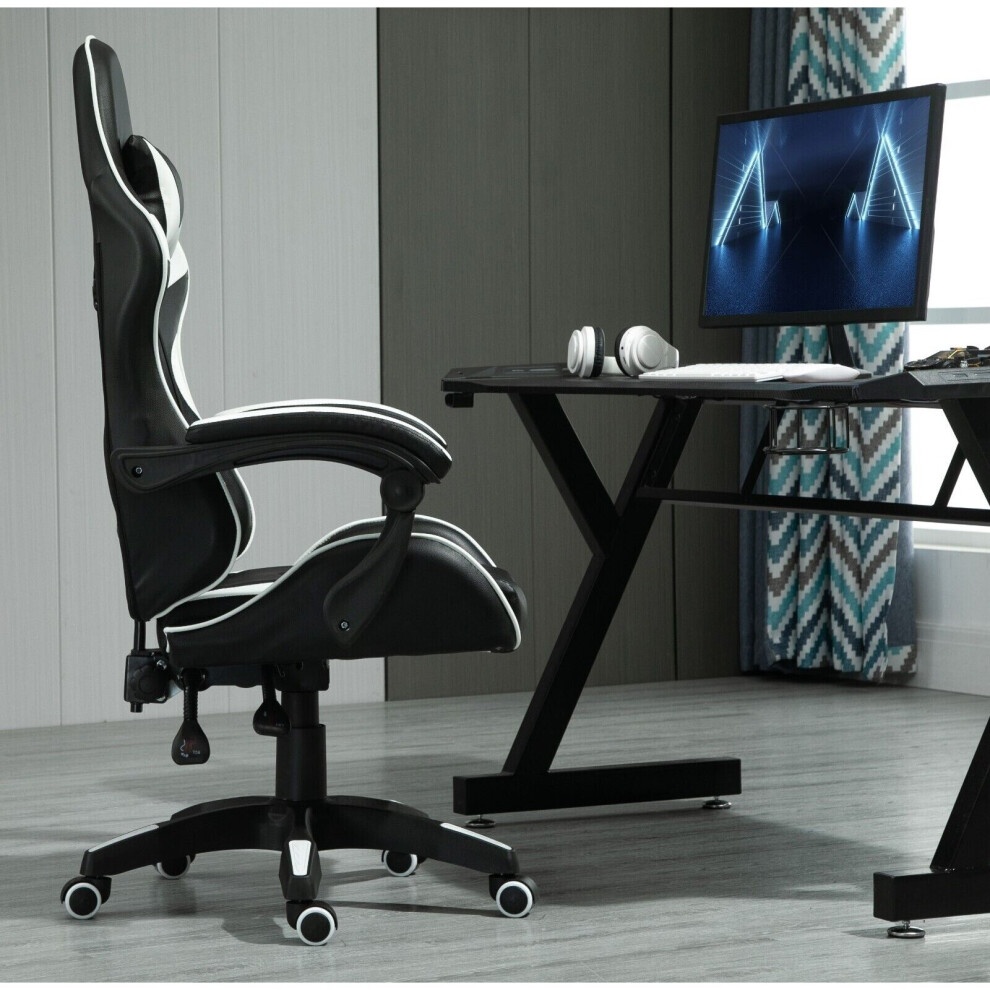White Adjustable Tilt and Swivel Gaming Chair - image 3