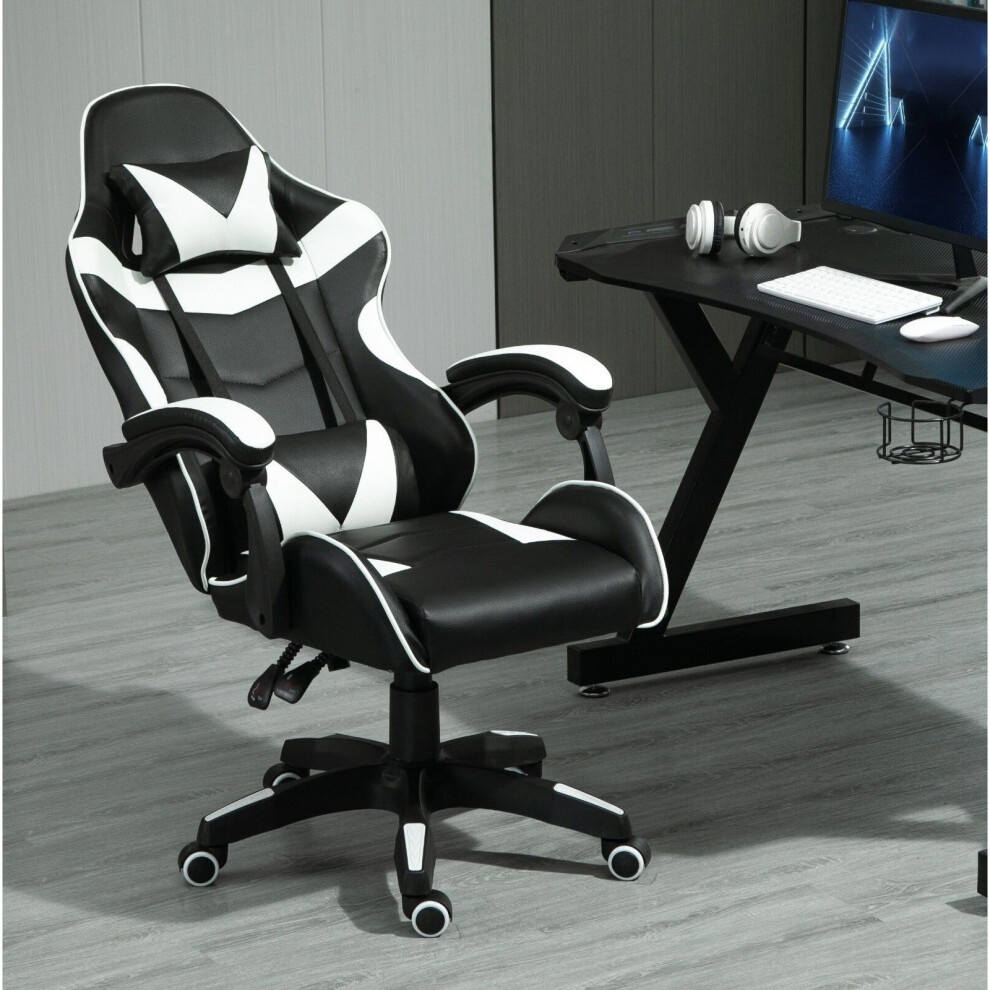 White Adjustable Tilt and Swivel Gaming Chair - image 4