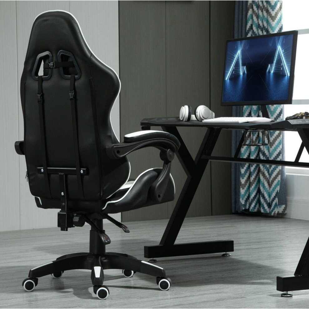 White Adjustable Tilt and Swivel Gaming Chair - image 5