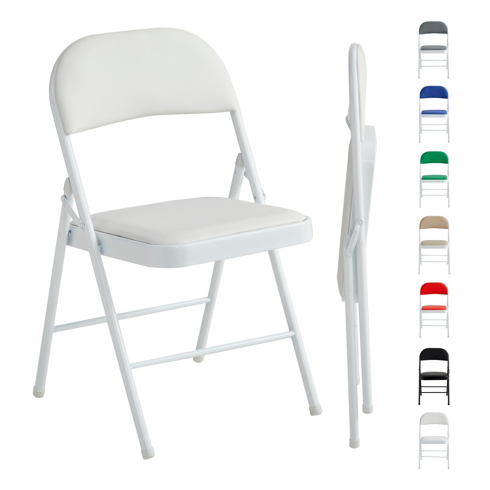 White Padded Folding Metal Dining Chair - image 2