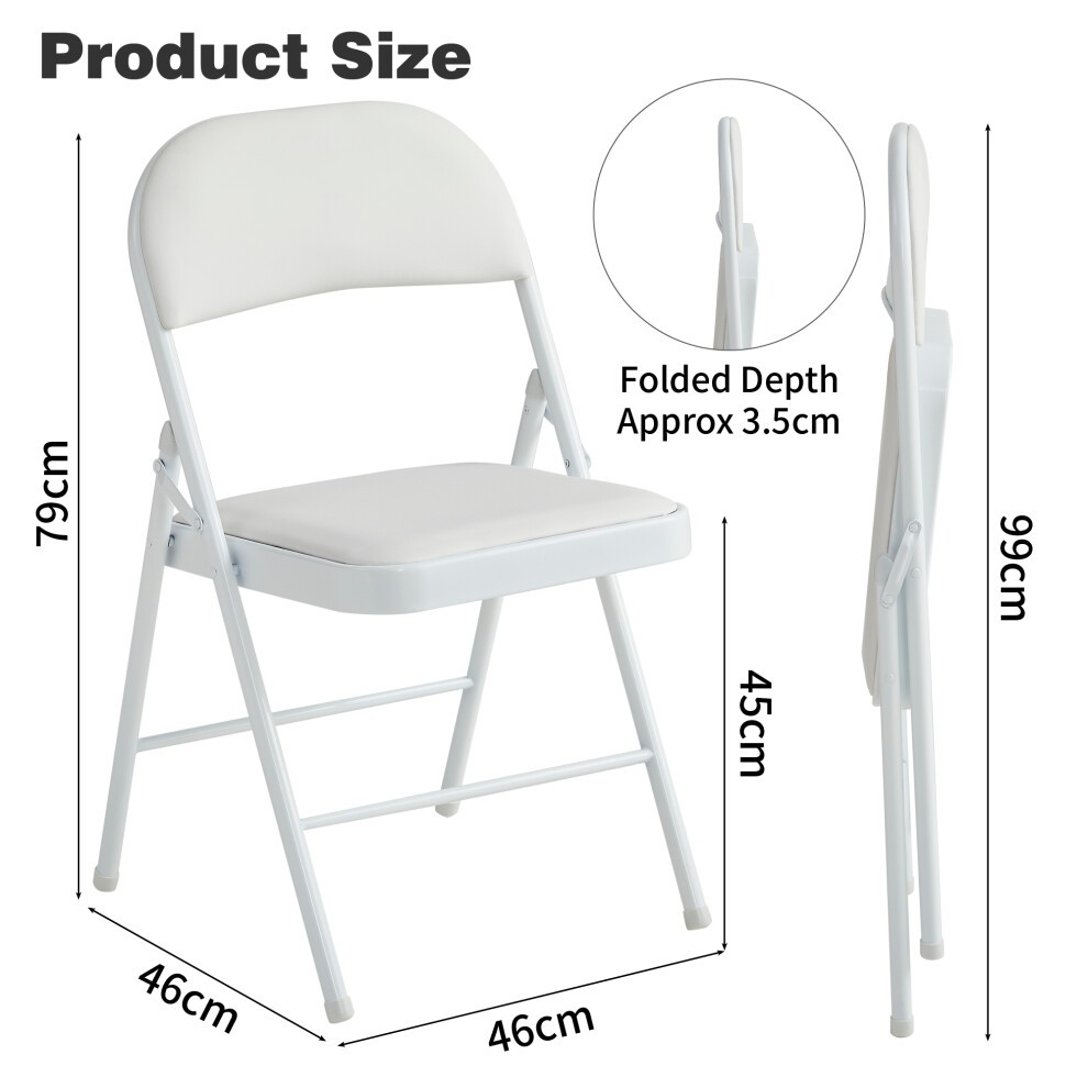 White Padded Folding Metal Dining Chair - image 3