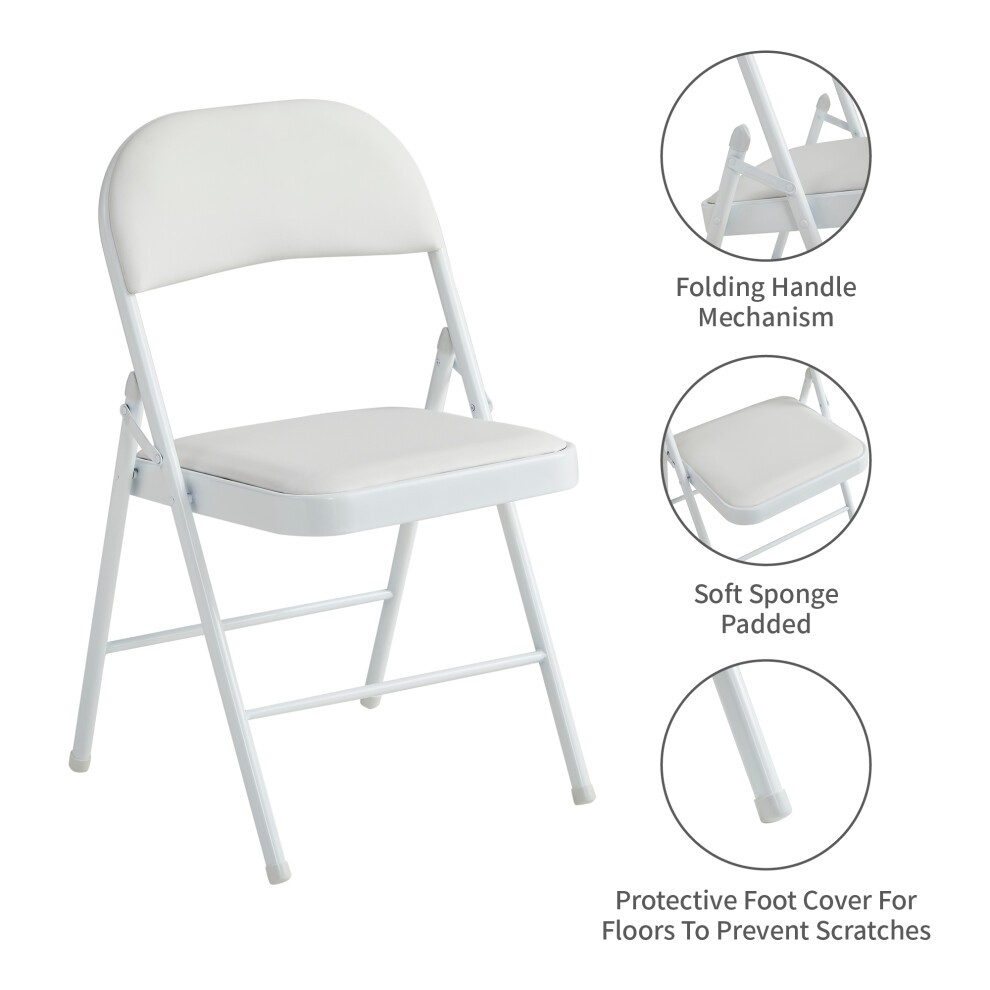 White Padded Folding Metal Dining Chair - image 4