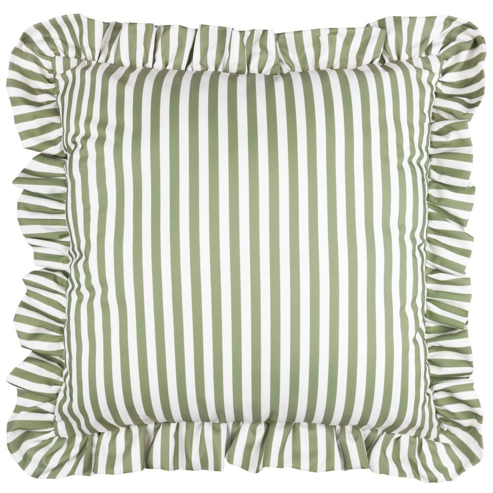 Wylder Nature Millie Ruffle Stripe Green Cushion 50 x 50cm - image 2