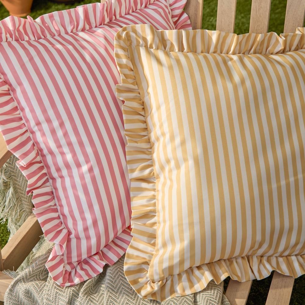 Wylder Nature Millie Ruffle Stripe Yellow Cushion 50 x 50cm - image 5
