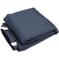 Blue Draper gazebo side panels, folded, with white straps, 3m x 1.9m fabric.