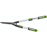 Telescopic garden shears with 200mm straight blades, silver handles, and green soft grips by Draper Expert.