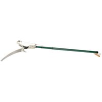 Green Draper G1100 tree pruner with telescopic handle and curved silver blade.
