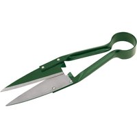 Green Draper topiary shears with 345mm stainless steel blades and ergonomic looped handles.