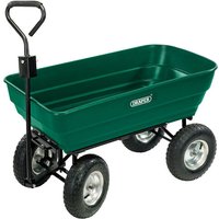 Green Draper GTC/HD heavy duty tipping cart with black handle, four pneumatic wheels, and metal frame.