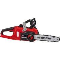 Red Einhell 18V cordless chainsaw with 30cm blade, black handle, and silver guide bar, no battery included.