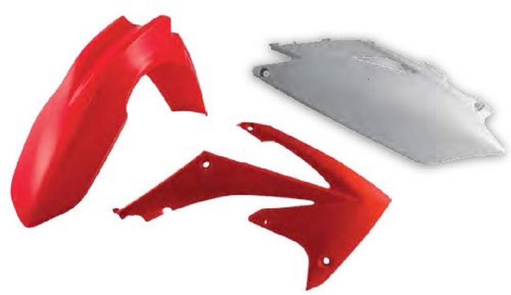 Acerbis Standard Plastics Kit in red for Honda CRF250R 2010 and CRF450R 2009-10, featuring a front fender, side panels, and a rear number plate, made from durable plastic.