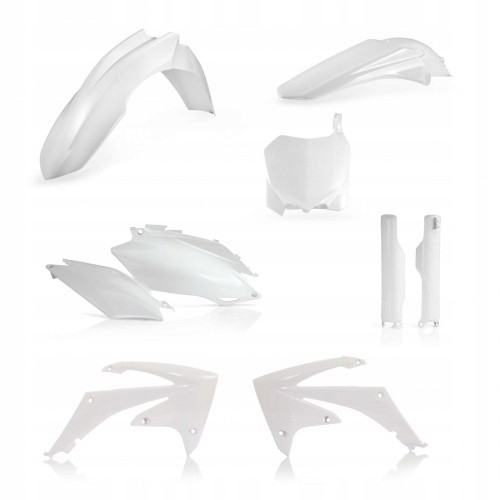 Acerbis Full Plastics Kit for Honda CRF250 (2011-13) and CRF450 (2011-12) in white, featuring various plastic components including fenders, side panels, and a front number plate.
