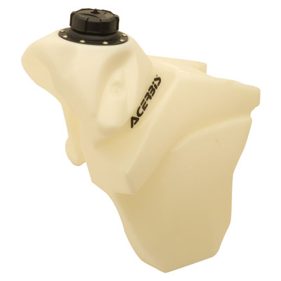 White plastic fuel tank with a black cap, featuring the Acerbis logo, designed for KTM EXC-F and SXF models from 2012 to 2016.