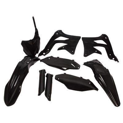 Acerbis Full Plastics Kit for Kawasaki KXF450 (2013-15) in sleek black, featuring durable plastic components including fenders and side panels.
