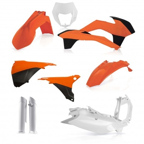 Acerbis 0017204.553.014 - Acerbis Full Plastics Kit - KTM EXC/ EXC-F 125-540 2014-15 - OEM '14 (Orange/White)