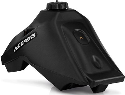 Black Acerbis fuel tank for Honda CRF 250L-M, featuring a sleek design, durable plastic material, and a prominent fuel cap on top, with a capacity of 12.5 liters.