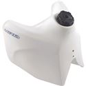 Clear plastic fuel tank with a 12L capacity, designed for KTM EXC and SXF models, featuring a black cap and ergonomic shape for optimal fit and performance.