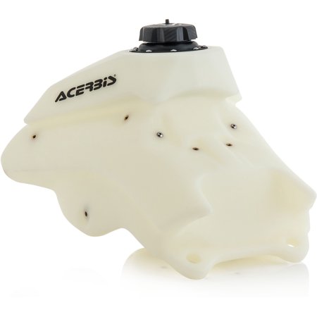 White plastic fuel tank for Honda CRF 450 RX, featuring a black cap and Acerbis logo, designed for durability and performance in off-road conditions.