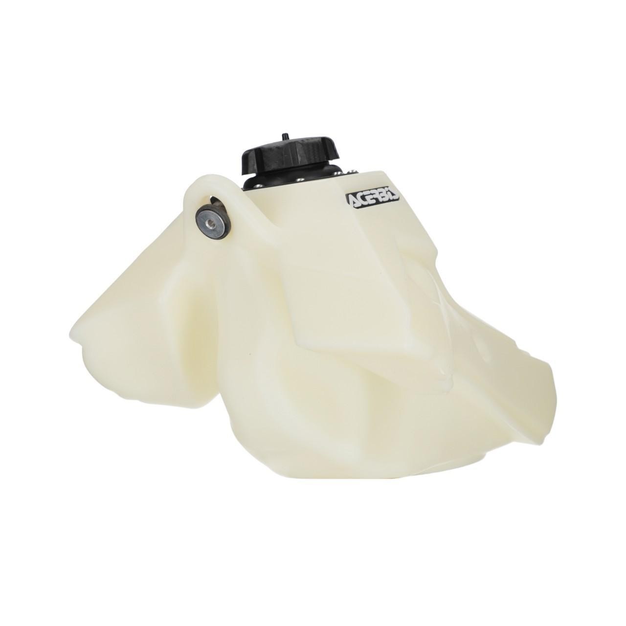 Clear plastic fuel tank designed for Kawasaki KX250, KX250X (2025) and KX450, KX450X (2024-2025) with an 11L capacity and a black cap, featuring a sleek, contoured shape.