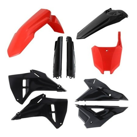 Acerbis Full Plastics Kit for Honda CRF250R & CRF450R featuring red and black plastic panels, including front fender, side panels, and rear fender, designed for 2025-2026 models.