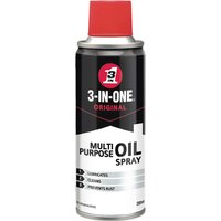 Silver 3 In 1 Multi Purpose Oil Spray Can with red cap and black label featuring cleaning and rust prevention uses.