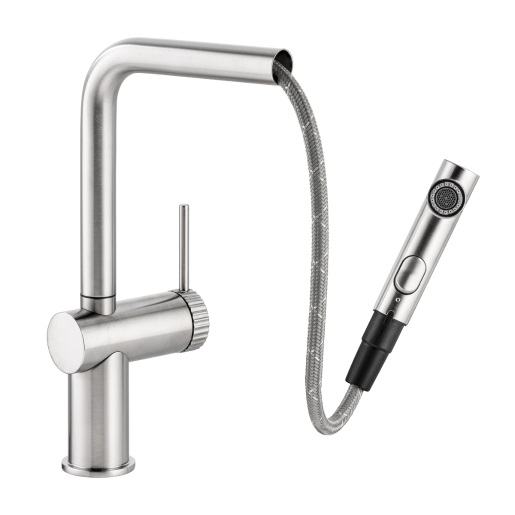 Abode AT2157 Fraction Pull Out Kitchen Mixer Tap Brushed Nickel - image 2