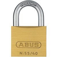 ABUS Mechanical 55/40mm brass padlock with silver shackle and engraved logo on the front.